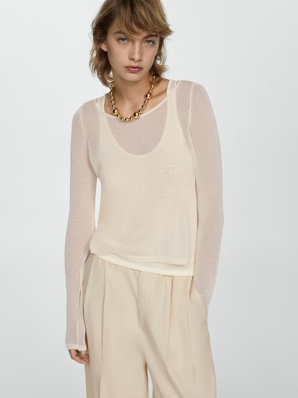 Mango Contrasting Knit Sweater Small